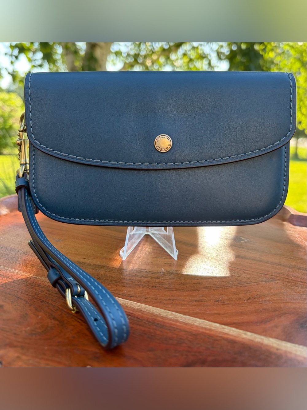 Coach 1941 Clutch Denim Leather Wristlet Wallet 58818 Like New